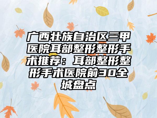 广西壮族自治区三甲医院耳部整形整形手术推荐：耳部整形整形手术医院前30全城盘点