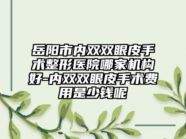 岳阳市内双双眼皮手术整形医院哪家机构好-内双双眼皮手术费用是少钱呢