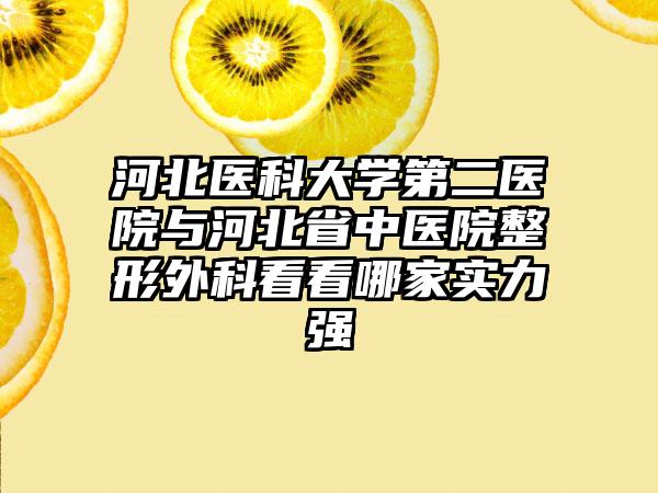河北医科大学第二医院与河北省中医院整形外科看看哪家实力强