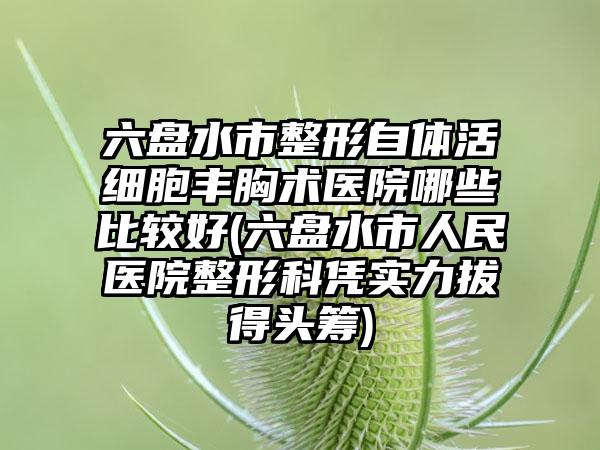 六盘水市整形自体活细胞丰胸术医院哪些比较好(六盘水市人民医院整形科凭实力拔得头筹)