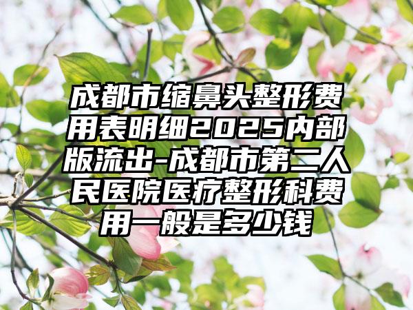 成都市缩鼻头整形费用表明细2025内部版流出-成都市第二人民医院医疗整形科费用一般是多少钱