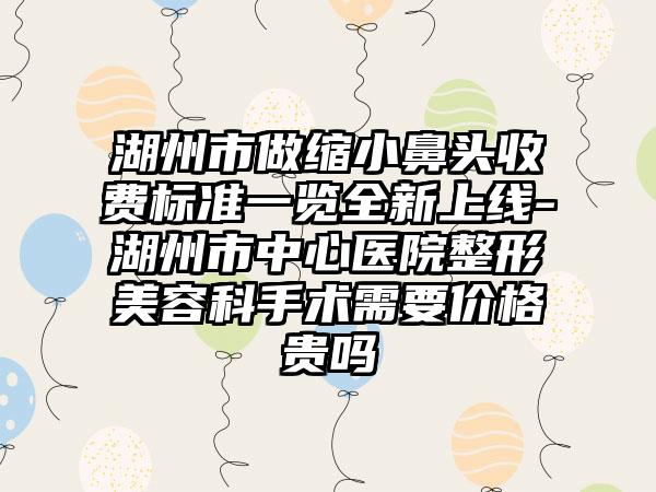 湖州市做缩小鼻头收费标准一览全新上线-湖州市中心医院整形美容科手术需要价格贵吗